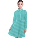 Gingham Plaid Fabric Pattern Green Long Sleeve Chiffon Shirt Dress View1