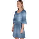 Gingham Plaid Fabric Pattern Blue Velour Kimono Dress View2