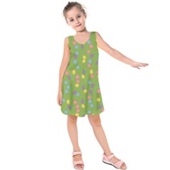 Balloon Grass Party Green Purple Kids  Sleeveless Dress by HermanTelo