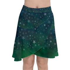 Background Blue Green Stars Night Chiffon Wrap Front Skirt by HermanTelo