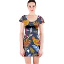 Colorful birds in nature Short Sleeve Bodycon Dress View1