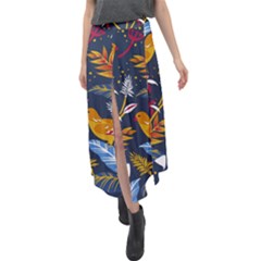 Colorful Birds In Nature Velour Split Maxi Skirt by Sobalvarro