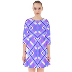 Geometric Plaid Purple Blue Smock Dress by Mariart