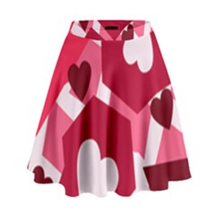 Pink Hearts Pattern Love Shape High Waist Skirt by Bajindul