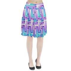 Geometric Metallic Aqua Purple Pleated Skirt by HermanTelo