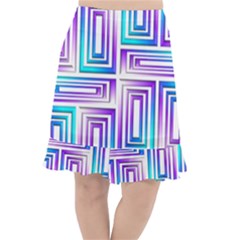 Geometric Metallic Aqua Purple Fishtail Chiffon Skirt by HermanTelo