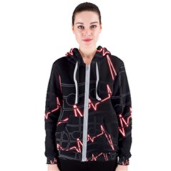 Music Wallpaper Heartbeat Melody Women s Zipper Hoodie by HermanTelo