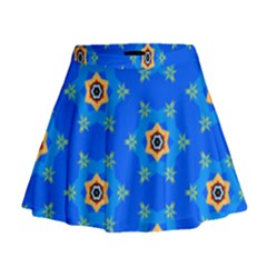 Pattern Backgrounds Blue Star Mini Flare Skirt by HermanTelo