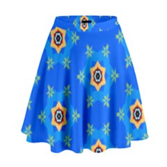 Pattern Backgrounds Blue Star High Waist Skirt by HermanTelo