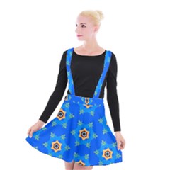 Pattern Backgrounds Blue Star Suspender Skater Skirt by HermanTelo