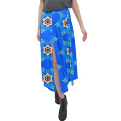 Pattern Backgrounds Blue Star Velour Split Maxi Skirt by HermanTelo