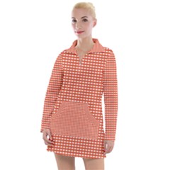 Gingham Plaid Fabric Pattern Red Women s Long Sleeve Casual Dress by HermanTelo