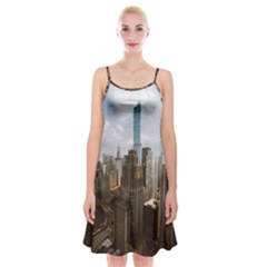 Architectural Design Architecture Buildings City Spaghetti Strap Velvet Dress by Pakrebo