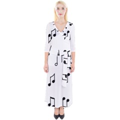 Piano Notes Music Quarter Sleeve Wrap Maxi Dress by HermanTelo