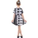 White And Black City Buildings Kids  Short Sleeve Shirt Dress View2