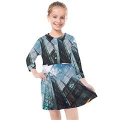 Architectural Design Architecture Building Business Kids  Quarter Sleeve Shirt Dress by Pakrebo