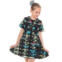 Architectural Design Architecture Building Cityscape Kids  Short Sleeve Shirt Dress by Pakrebo