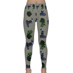 Gothic Girl Rose Grey Pattern Lightweight Velour Classic Yoga Leggings by snowwhitegirl