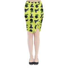 Gothic Girl Rose Yellow Pattern Midi Wrap Pencil Skirt by snowwhitegirl