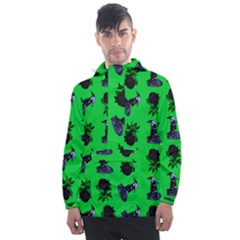 Gothic Girl Rose Green Pattern Men s Front Pocket Pullover Windbreaker by snowwhitegirl