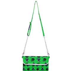 Gothic Girl Rose Green Pattern Mini Crossbody Handbag by snowwhitegirl