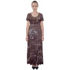 Mathematics Brown High Waist Short Sleeve Maxi Dress by snowwhitegirl