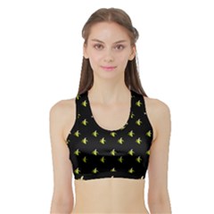 Peeled Banana On Black Sports Bra With Border by snowwhitegirl