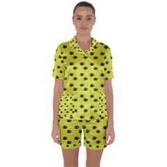 Yellow Eyes Satin Short Sleeve Pyjamas Set by snowwhitegirl