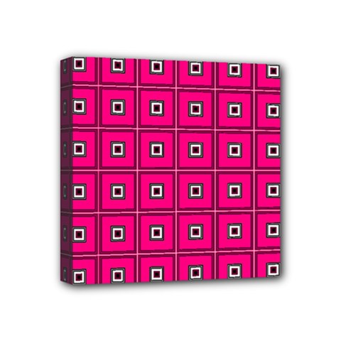 Pink Pattern Squares Mini Canvas 4  X 4  (stretched) by HermanTelo