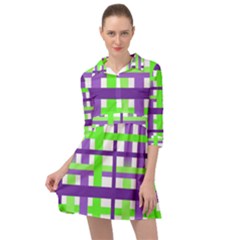 Plaid Waffle Gingham Mini Skater Shirt Dress by HermanTelo