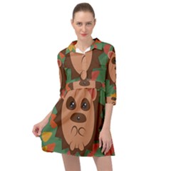 Hedgehog Animal Cute Cartoon Mini Skater Shirt Dress by Sudhe