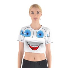 Smiley Face Laugh Comic Funny Cotton Crop Top by Sudhe