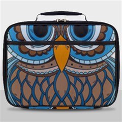 Owl Drawing Art Vintage Clothing Blue Feather Full Print Lunch Bag by Sudhe