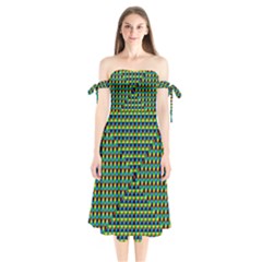 Kaleidoscope Art Unique Design Shoulder Tie Bardot Midi Dress by Wegoenart