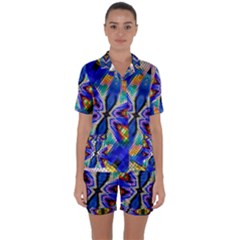 Art Kaleidoscope Meditation Mosaic Satin Short Sleeve Pyjamas Set by Wegoenart