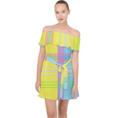 Easter Background Easter Plaid Off Shoulder Chiffon Dress by Simbadda