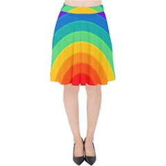 Rainbow Background Colorful Velvet High Waist Skirt by Simbadda