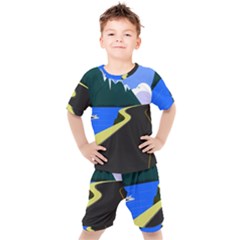 Air Pollution Retro Vintage Kids  Tee And Shorts Set by Simbadda