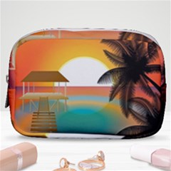 Sunset Beach Beach Palm Ocean Make Up Pouch (small) by Simbadda