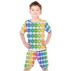 Background Colorful Geometric Kids  Tee And Shorts Set by Simbadda