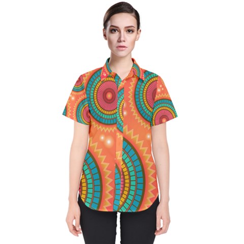 Background Texture Mosaic Women s Short Sleeve Shirt by Simbadda