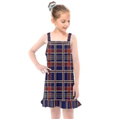 Plaid Tartan Scottish Navy Gold Kids  Overall Dress by Simbadda