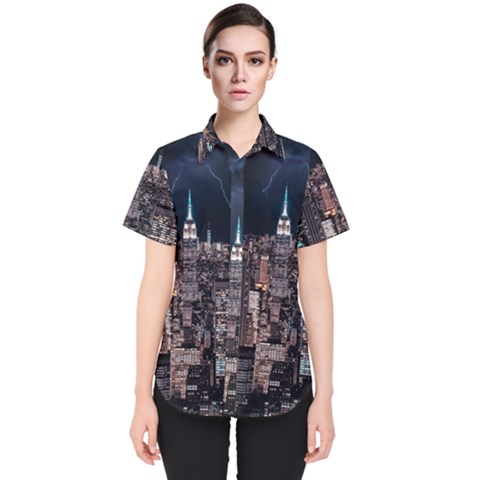 Architecture Buildings City Women s Short Sleeve Shirt by Simbadda