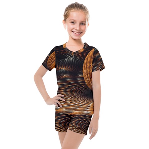 Fractals Fantasy Image Art Kids  Mesh Tee And Shorts Set by Simbadda