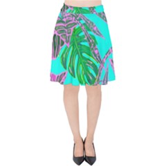 Painting Oil Leaves Reason Pattern Velvet High Waist Skirt by Simbadda