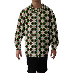 Pattern Flowers White Green Kids  Hooded Windbreaker by HermanTelo