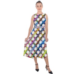 Rings Geometric Circles Random Midi Tie-back Chiffon Dress by HermanTelo