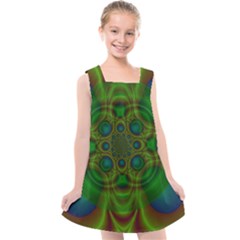 Abstract Background Design Green Kids  Cross Back Dress by Sudhe