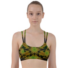 Abstract Flower Artwork Art Green Yellow Line Them Up Sports Bra by Sudhe