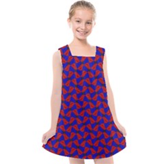 Background Texture Design Geometric Red Blue Kids  Cross Back Dress by Sudhe